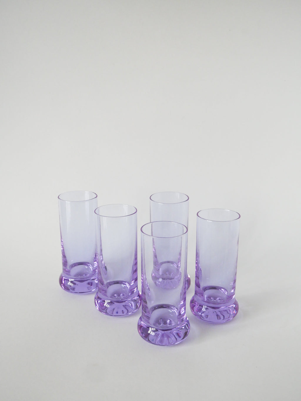 Ensemble Composé De 5 Verres À Cocktails Et D'Un Seau À Glace, Violet Et Chrome, Made In Italy, 1960