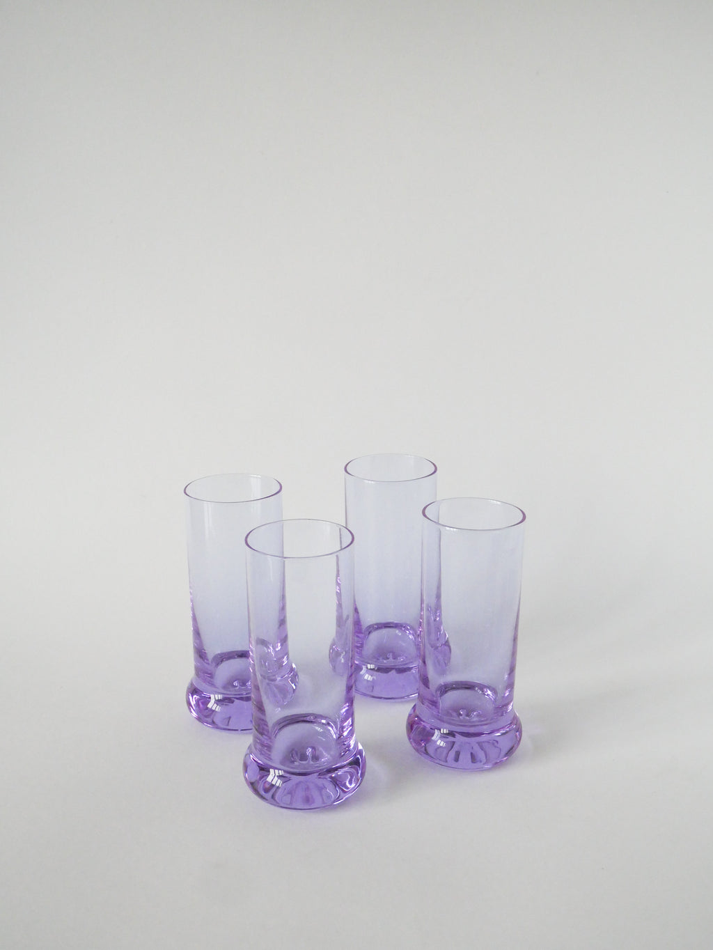 Ensemble Composé De 5 Verres À Cocktails Et D'Un Seau À Glace, Violet Et Chrome, Made In Italy, 1960
