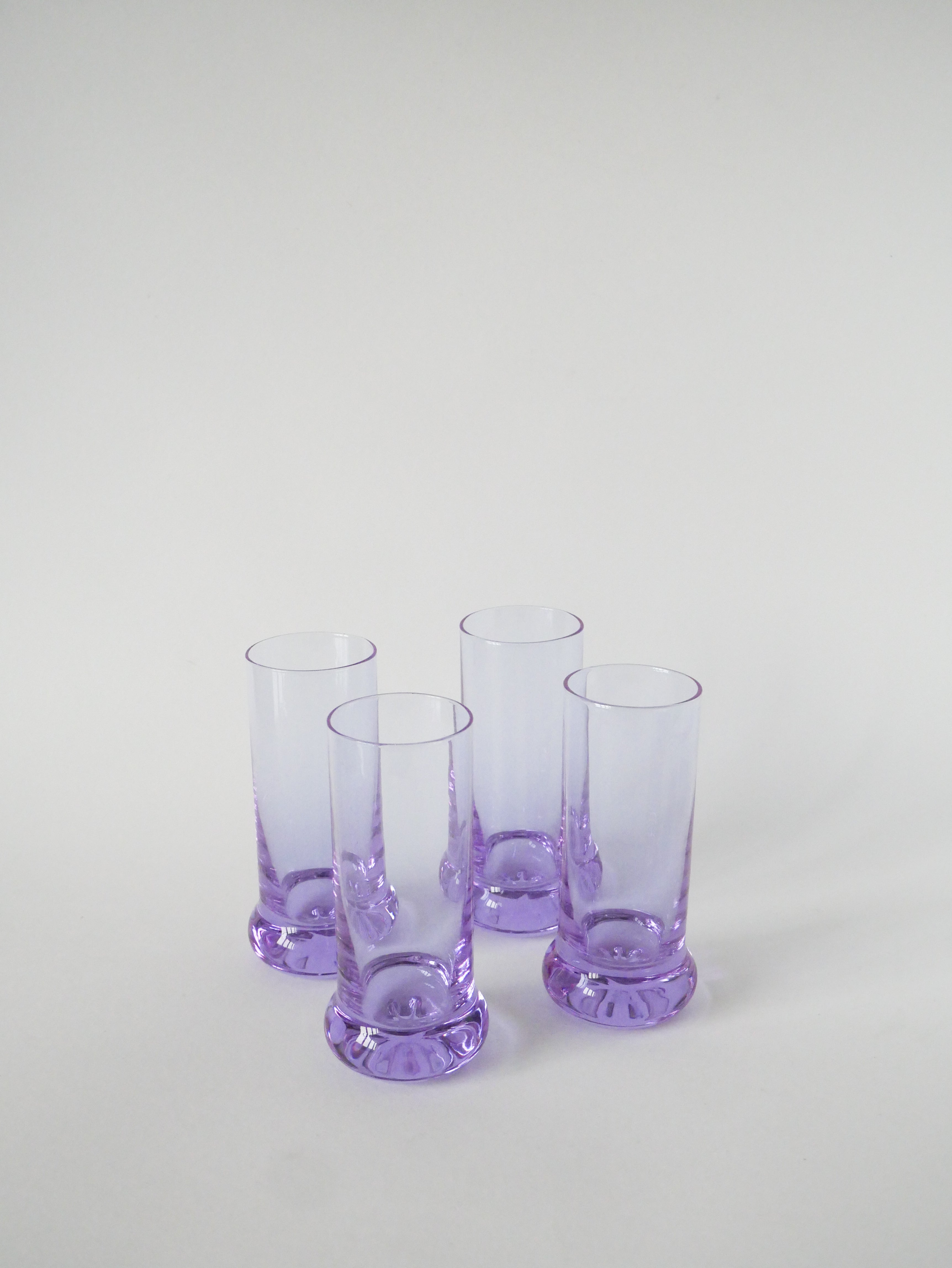 Ensemble Composé De 5 Verres À Cocktails Et D'Un Seau À Glace, Violet Et Chrome, Made In Italy, 1960