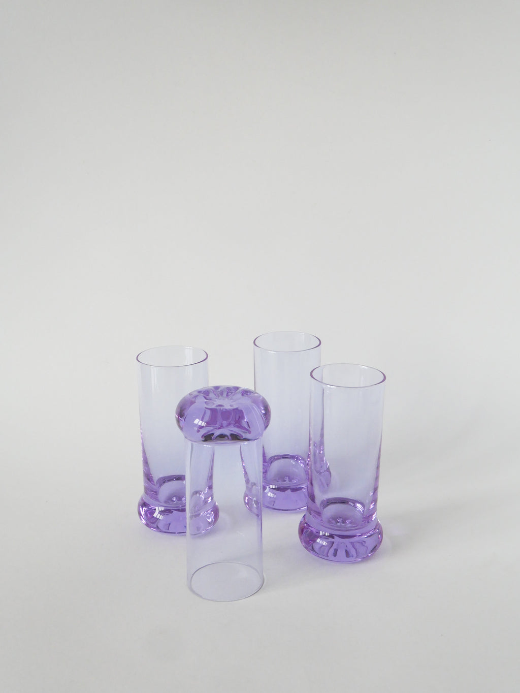 Ensemble Composé De 5 Verres À Cocktails Et D'Un Seau À Glace, Violet Et Chrome, Made In Italy, 1960