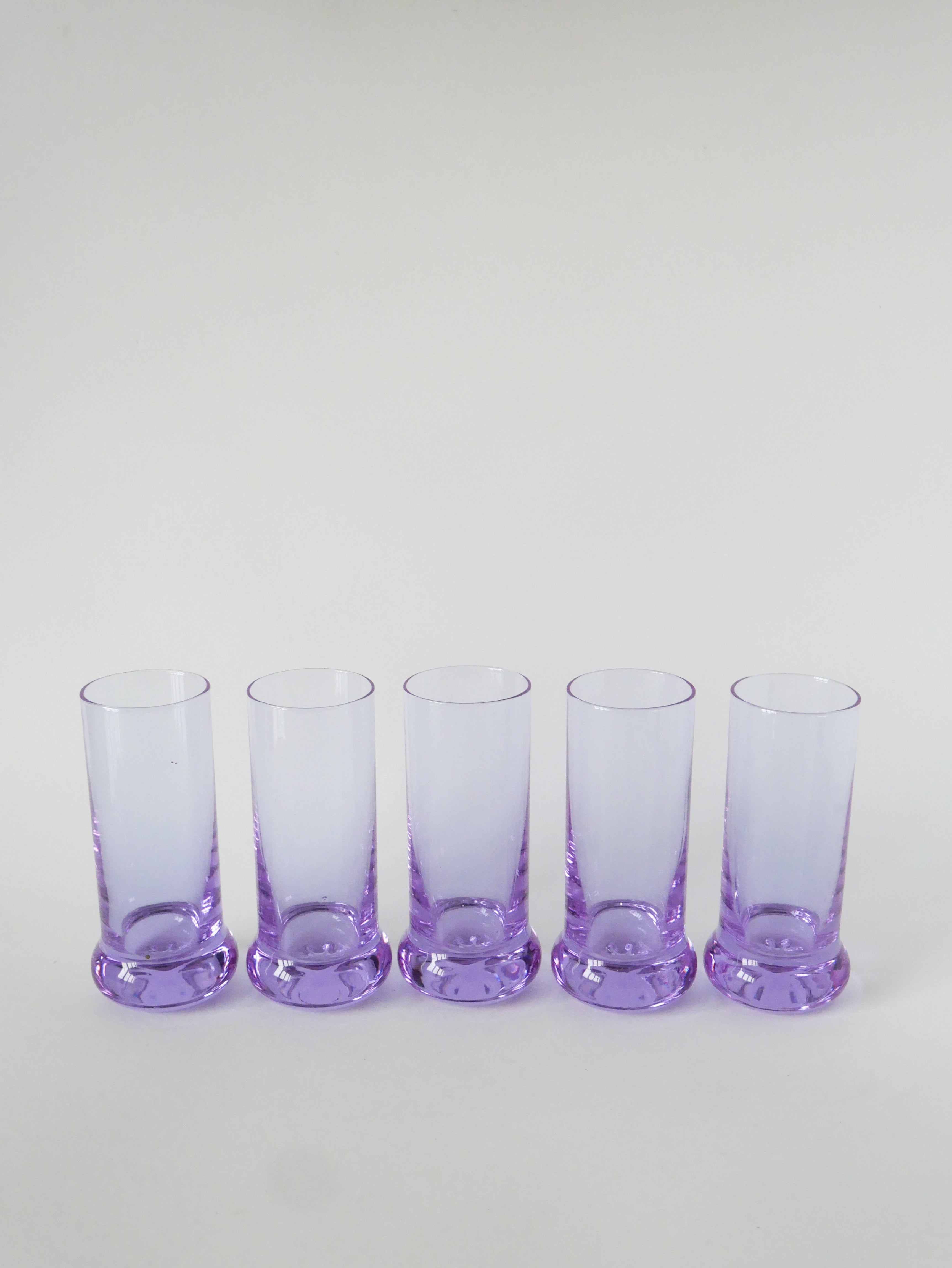 Ensemble Composé De 5 Verres À Cocktails Et D'Un Seau À Glace, Violet Et Chrome, Made In Italy, 1960