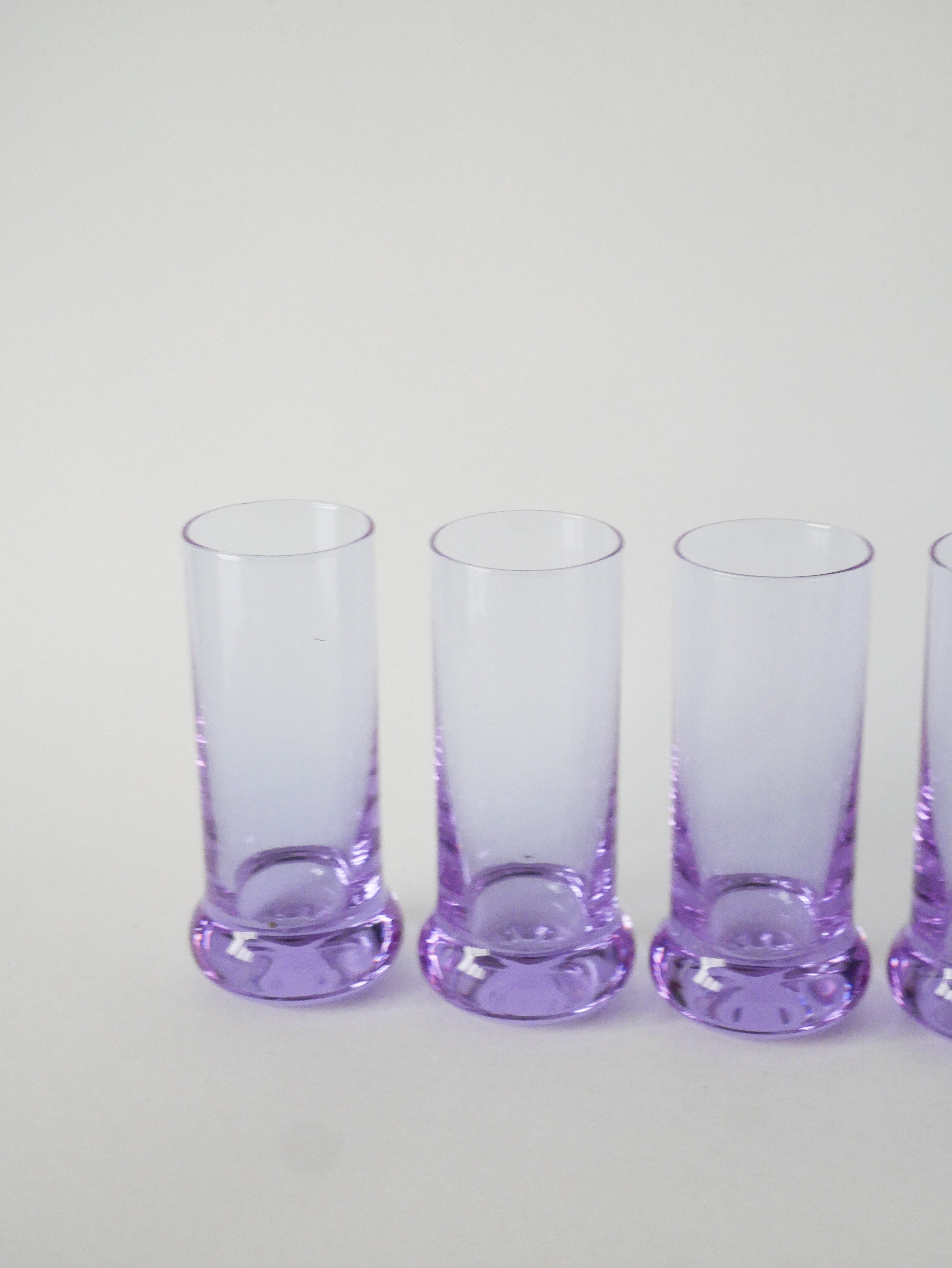 Ensemble Composé De 5 Verres À Cocktails Et D'Un Seau À Glace, Violet Et Chrome, Made In Italy, 1960