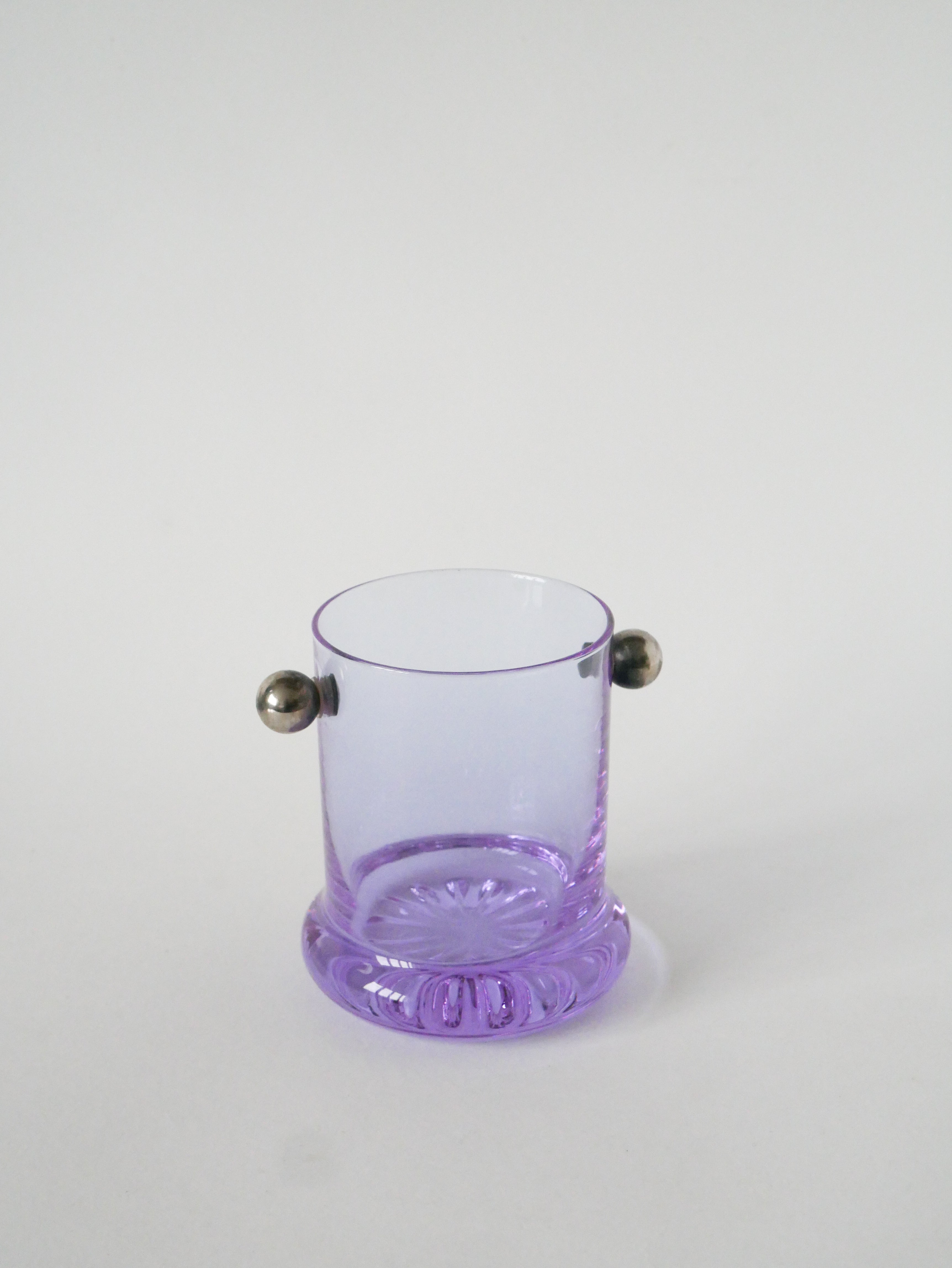 Ensemble Composé De 5 Verres À Cocktails Et D'Un Seau À Glace, Violet Et Chrome, Made In Italy, 1960