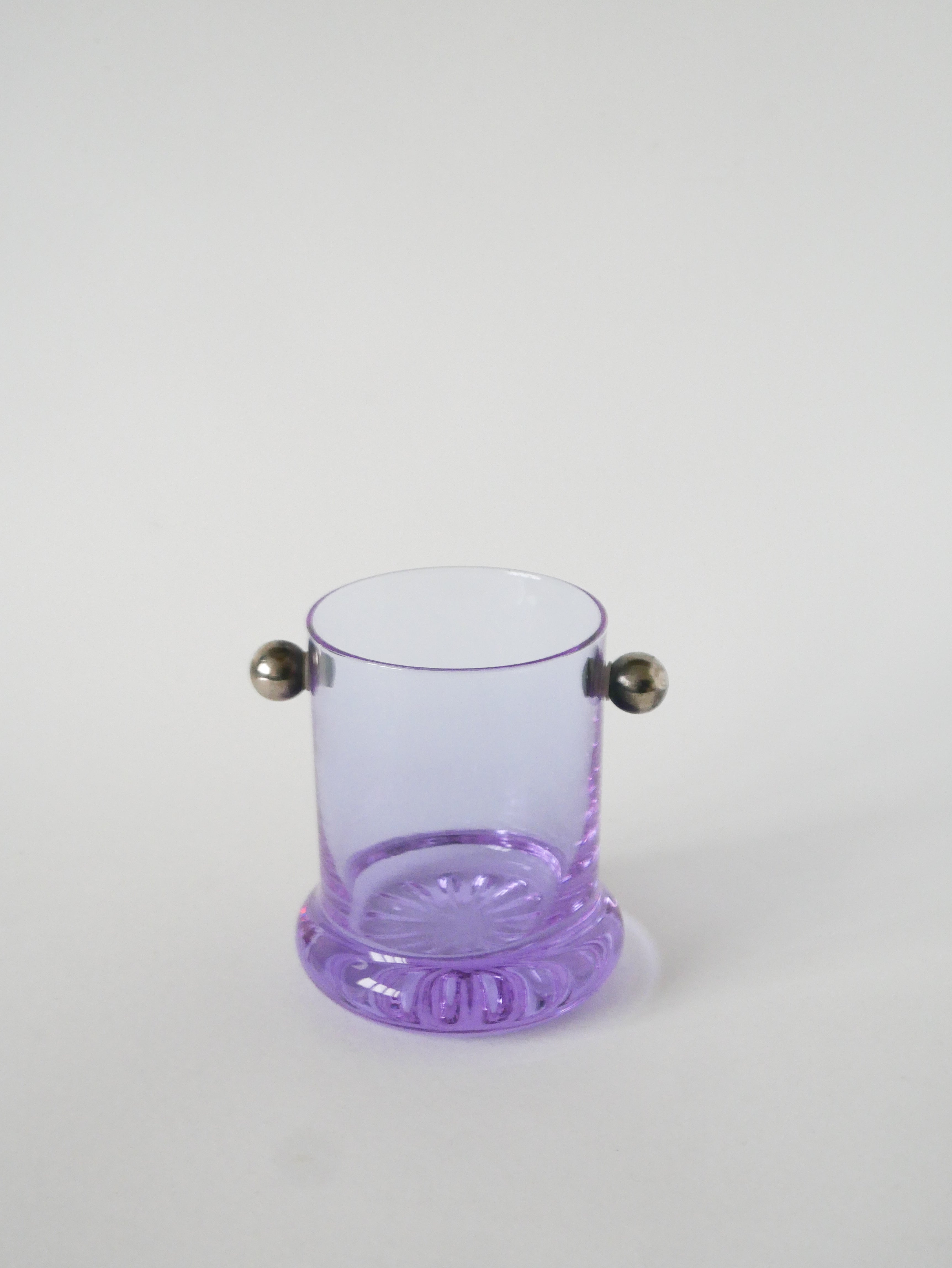 Ensemble Composé De 5 Verres À Cocktails Et D'Un Seau À Glace, Violet Et Chrome, Made In Italy, 1960