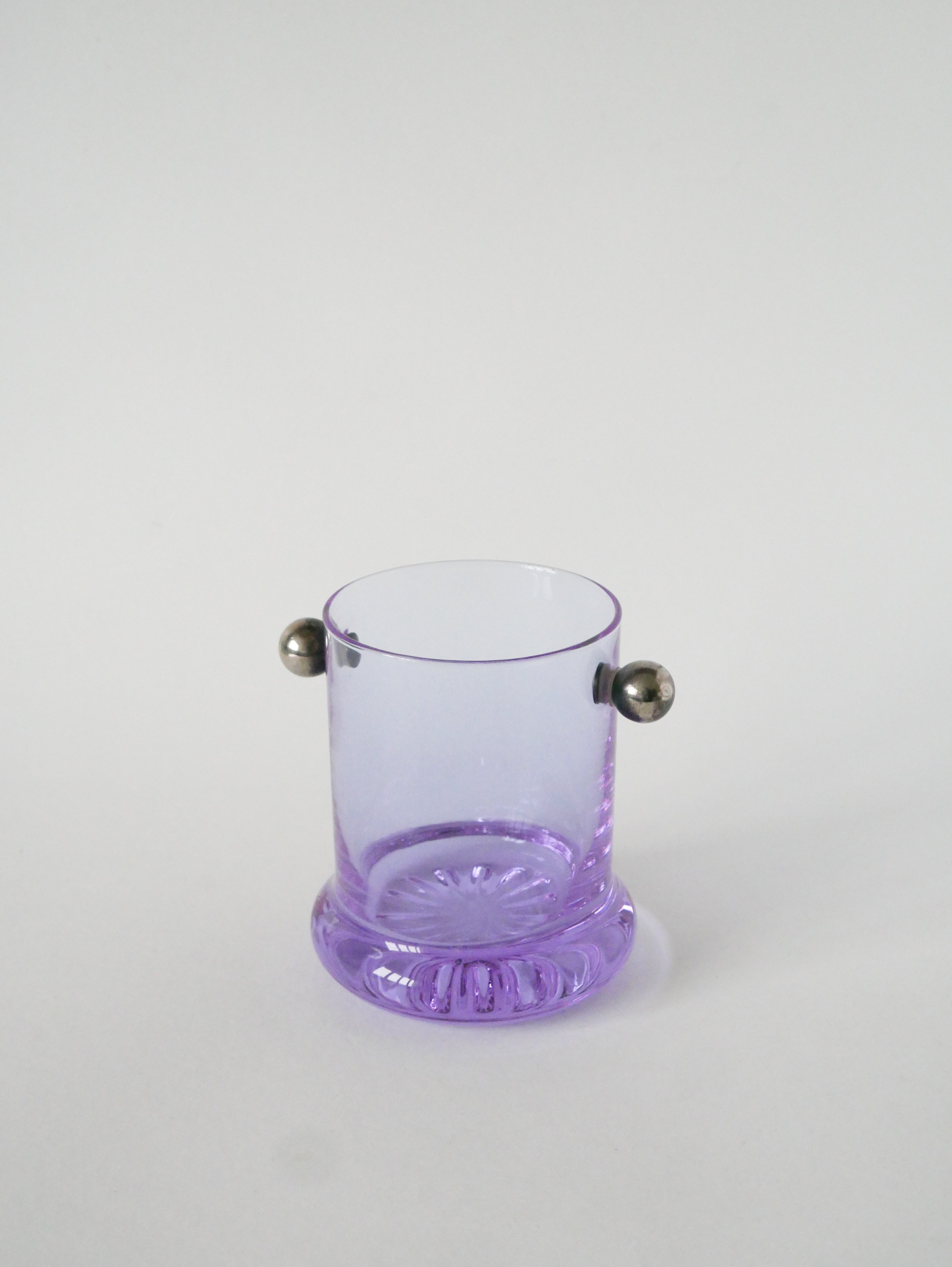 Ensemble Composé De 5 Verres À Cocktails Et D'Un Seau À Glace, Violet Et Chrome, Made In Italy, 1960