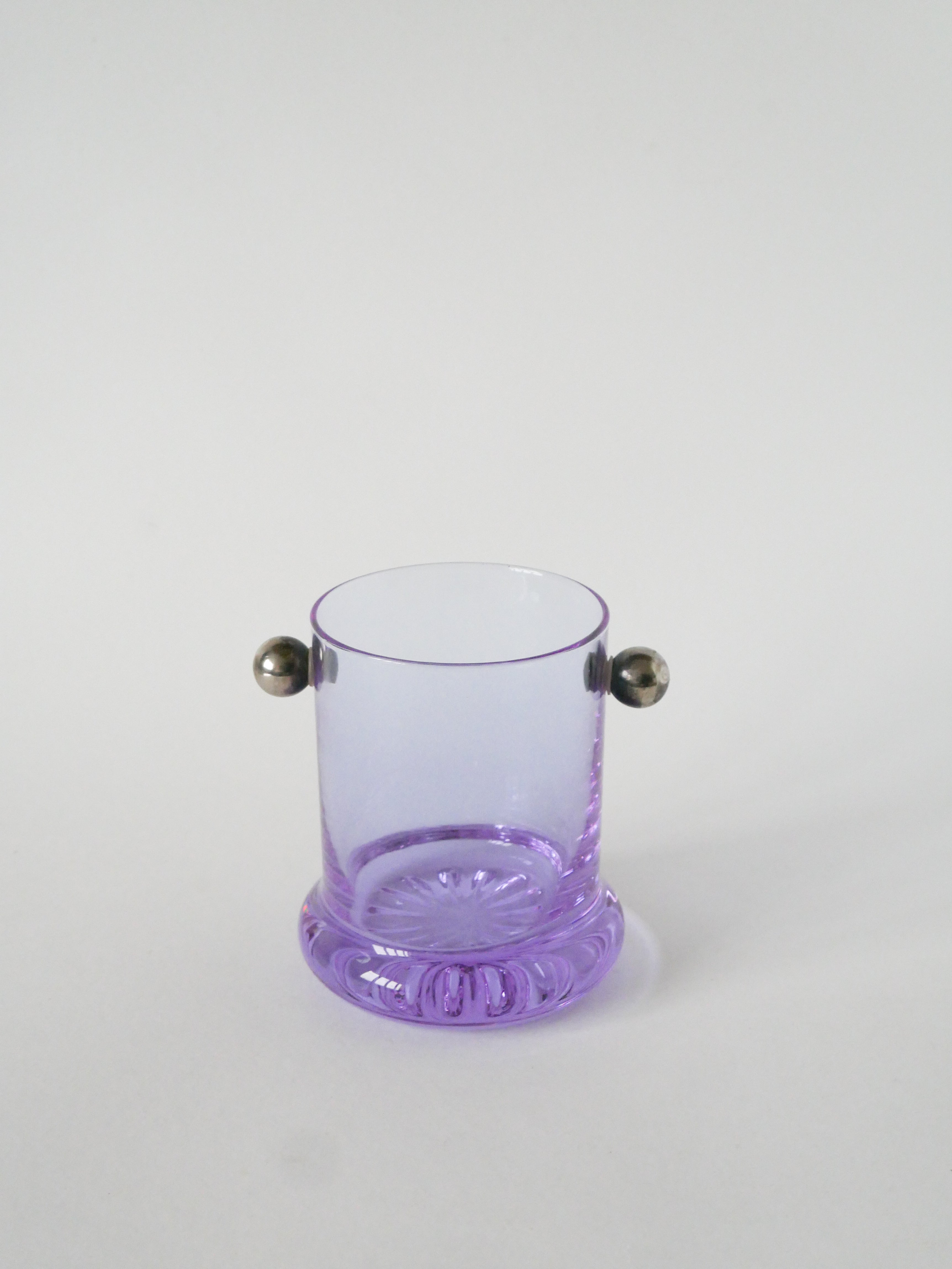 Ensemble Composé De 5 Verres À Cocktails Et D'Un Seau À Glace, Violet Et Chrome, Made In Italy, 1960