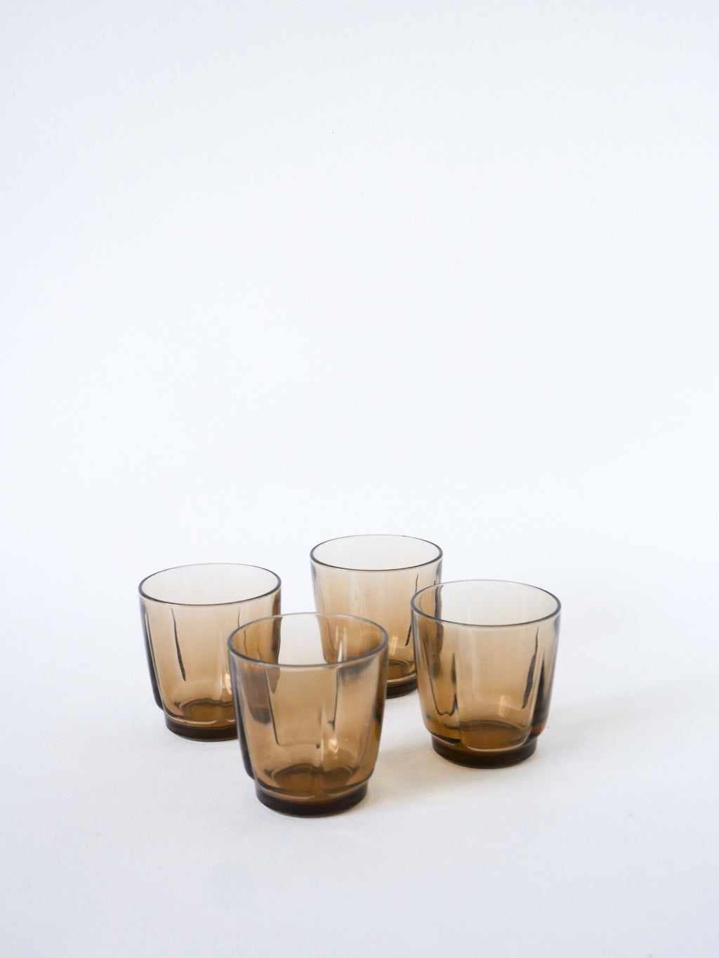 Lot De 4 Verres À Eau En Verre Fumé Duralex, 1970