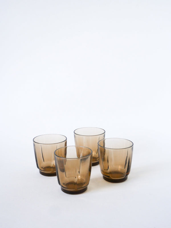 Lot De 4 Verres À Eau En Verre Fumé Duralex, 1970