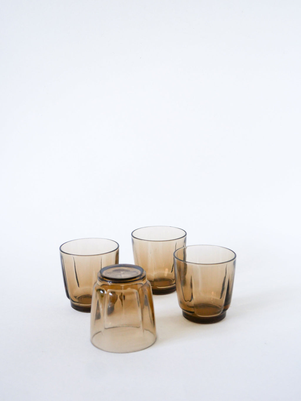 Lot De 4 Verres À Eau En Verre Fumé Duralex, 1970