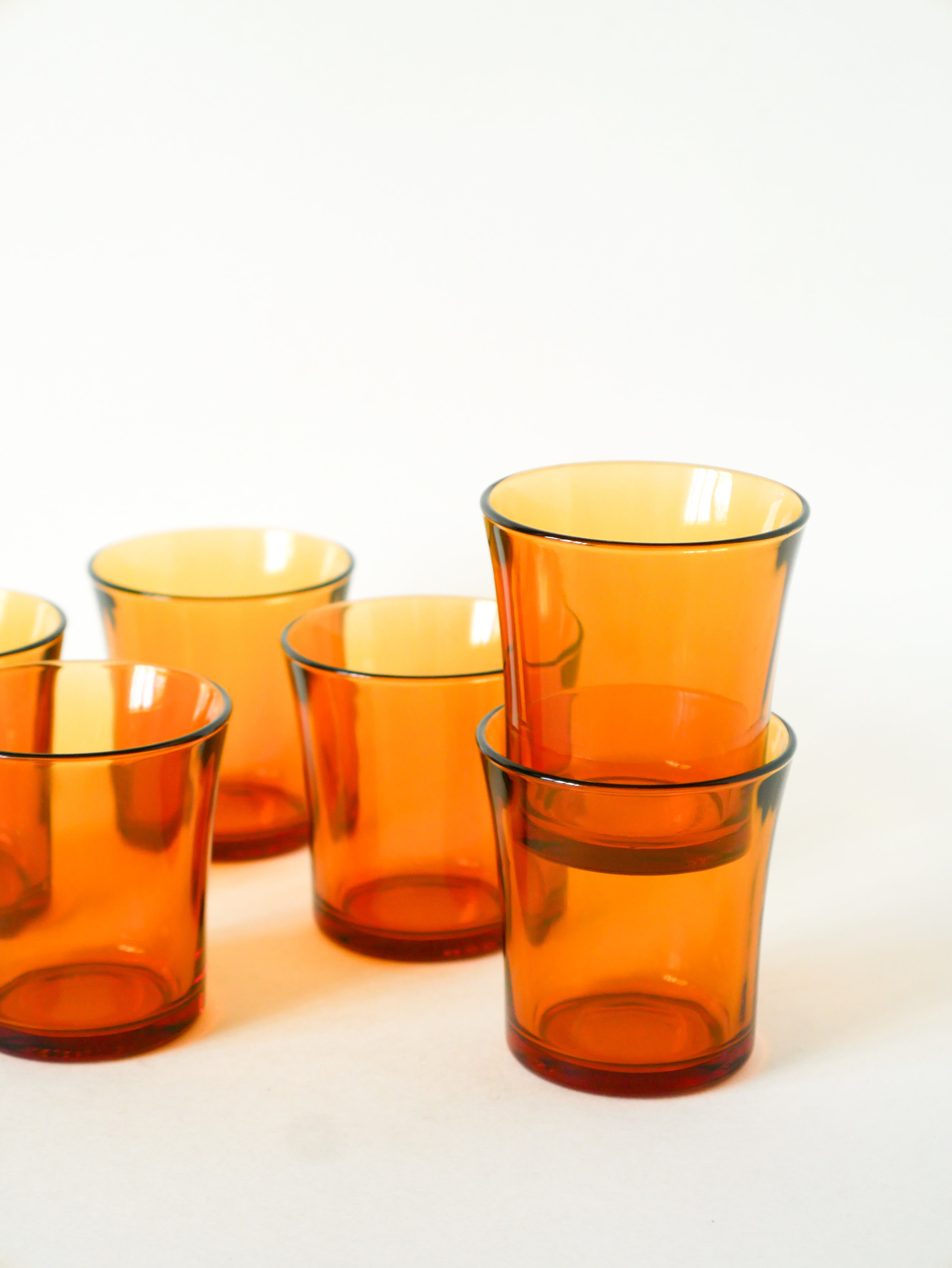 Lot De 6 Verres À Eau Duralex En Verre Ambré, 1960