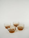 Lot De 4 Coupes En Verre, Ambre Rose, Design, 1970