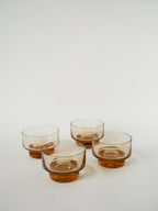 Lot De 4 Coupes En Verre, Ambre Rose, Design, 1970