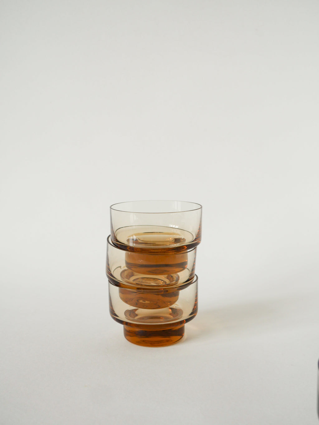 Lot De 4 Coupes En Verre, Ambre Rose, Design, 1970