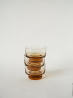 Lot De 4 Coupes En Verre, Ambre Rose, Design, 1970