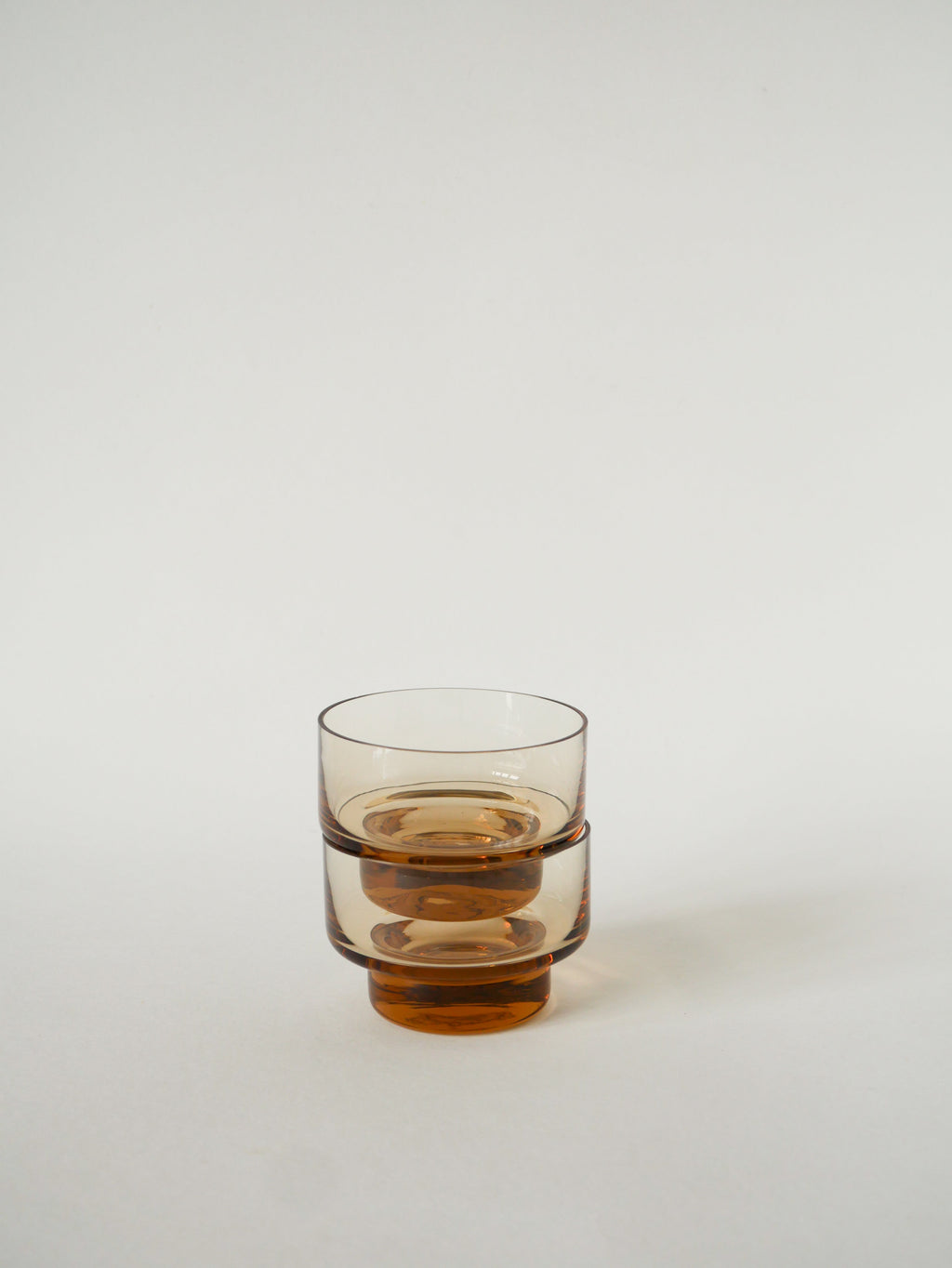 Lot De 4 Coupes En Verre, Ambre Rose, Design, 1970