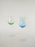 Duo De Verres À Vin, Curve, Bleu Et Vert, 1980