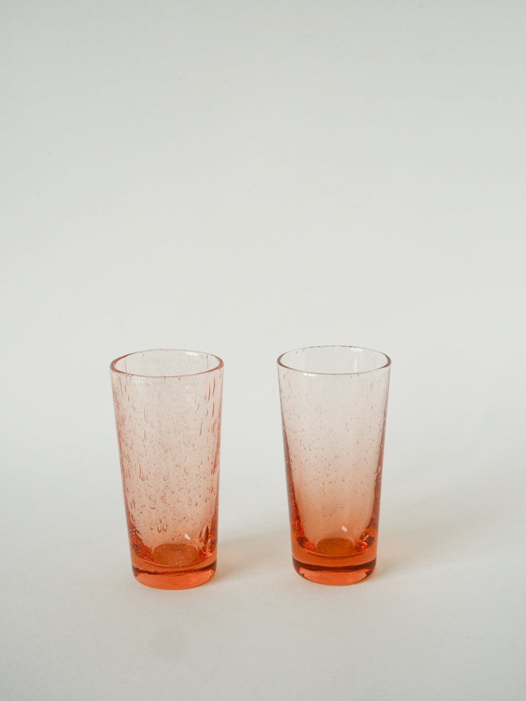 Duo De Verres À Eau En Verre Bullé, Rose, 1970