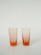 Duo De Verres À Eau En Verre Bullé, Rose, 1970