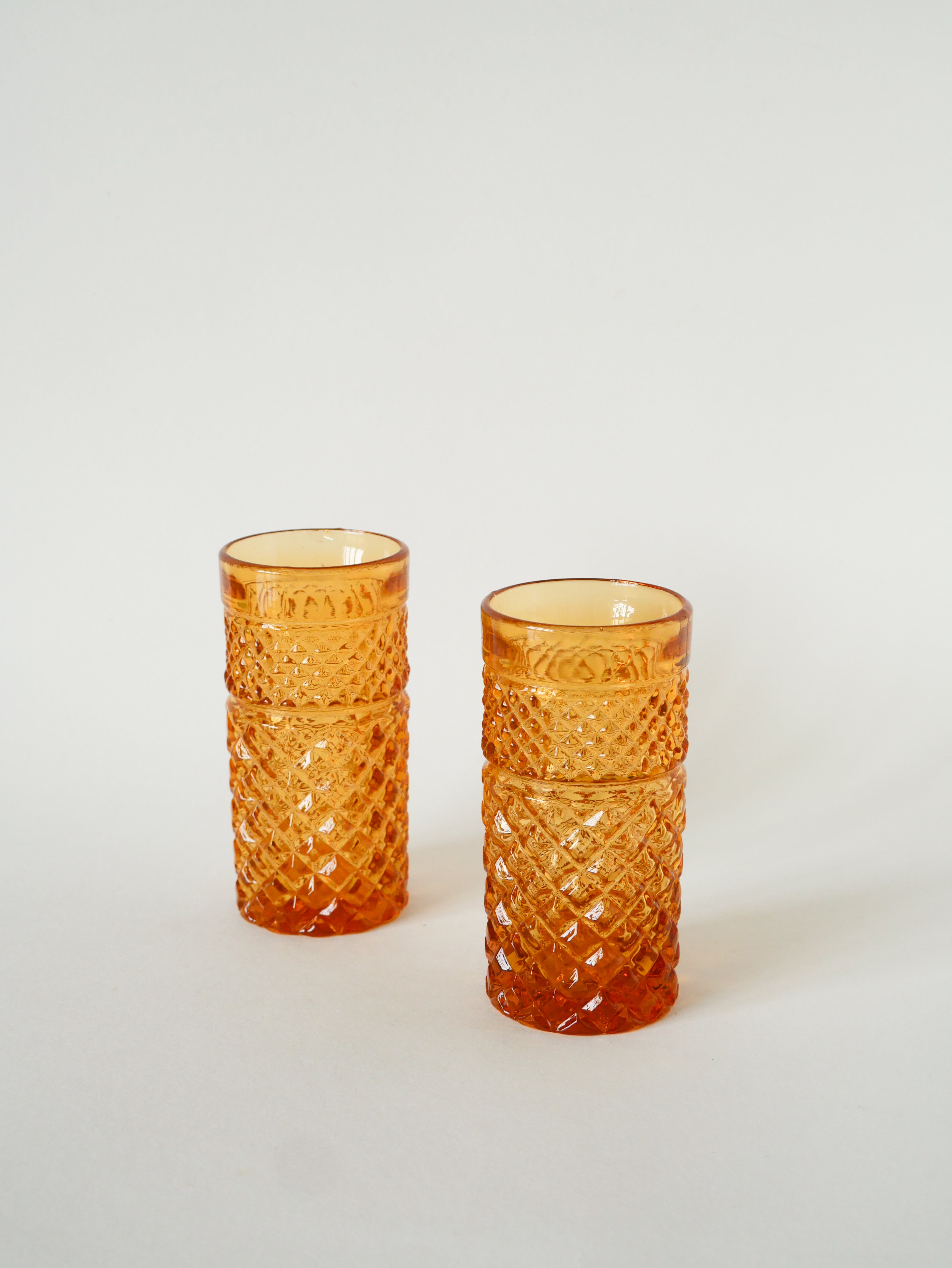 Duo De Verres À Whisky, Ambré, Long Drink, 1970