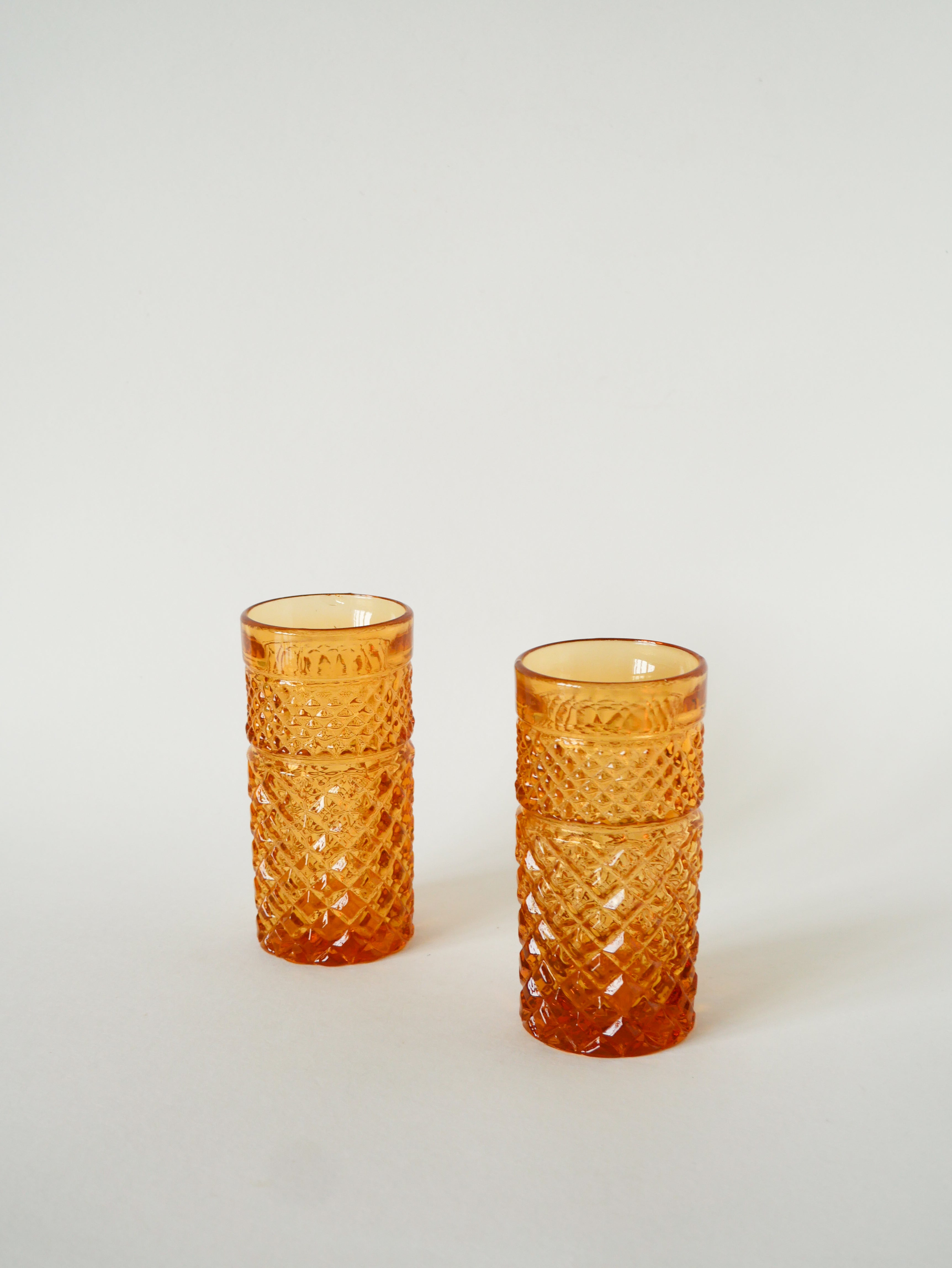 Duo De Verres À Whisky, Ambré, Long Drink, 1970