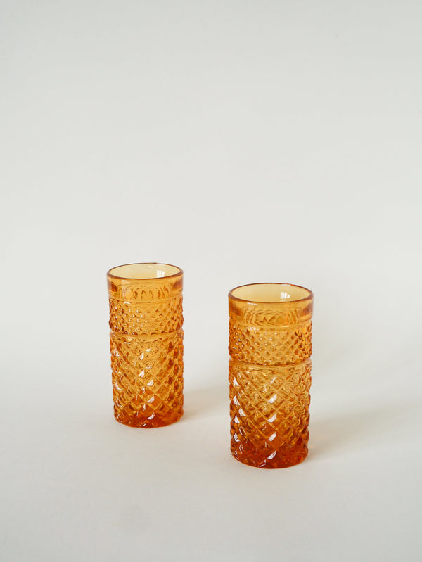 Duo De Verres À Whisky, Ambré, Long Drink, 1970
