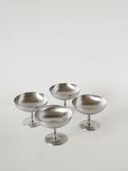 Lot De 4 Coupes À Glace En Inox Mat, Pieds Haut, Forme Libre, Design, 1970