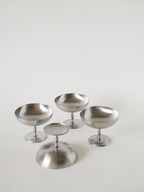 Lot De 4 Coupes À Glace En Inox Mat, Pieds Haut, Forme Libre, Design, 1970