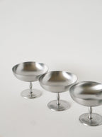 Lot De 4 Coupes À Glace En Inox Mat, Pieds Haut, Forme Libre, Design, 1970