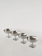 Lot De 4 Coupes À Glace En Inox Mat, Pieds Haut, Forme Libre, Design, 1970