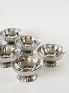 Lot De 6 Coupes À Glace Travaillées En Inox, Pieds Bas, 1970