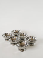 Lot De 6 Coupes À Glace Travaillées En Inox, Pieds Bas, 1970