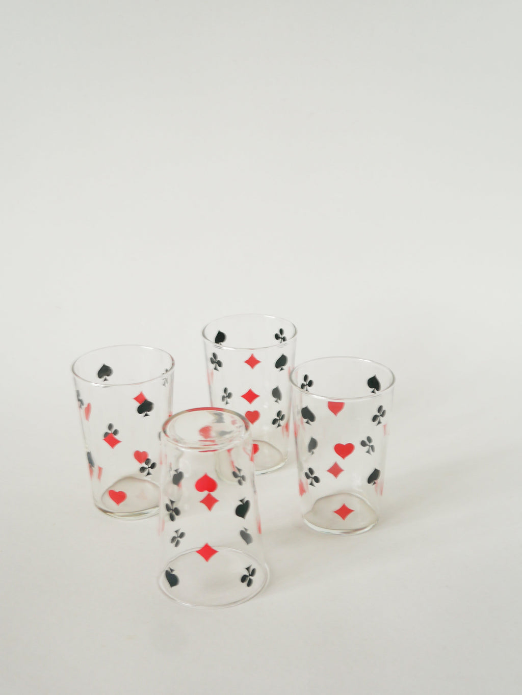 Lot De 4 Verres À Eau Jeux De Cartes, 1970