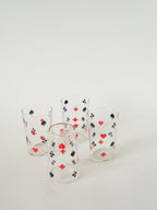 Lot De 4 Verres À Eau Jeux De Cartes, 1970