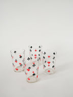 Lot De 4 Verres À Eau Jeux De Cartes, 1970