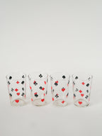Lot De 4 Verres À Eau Jeux De Cartes, 1970