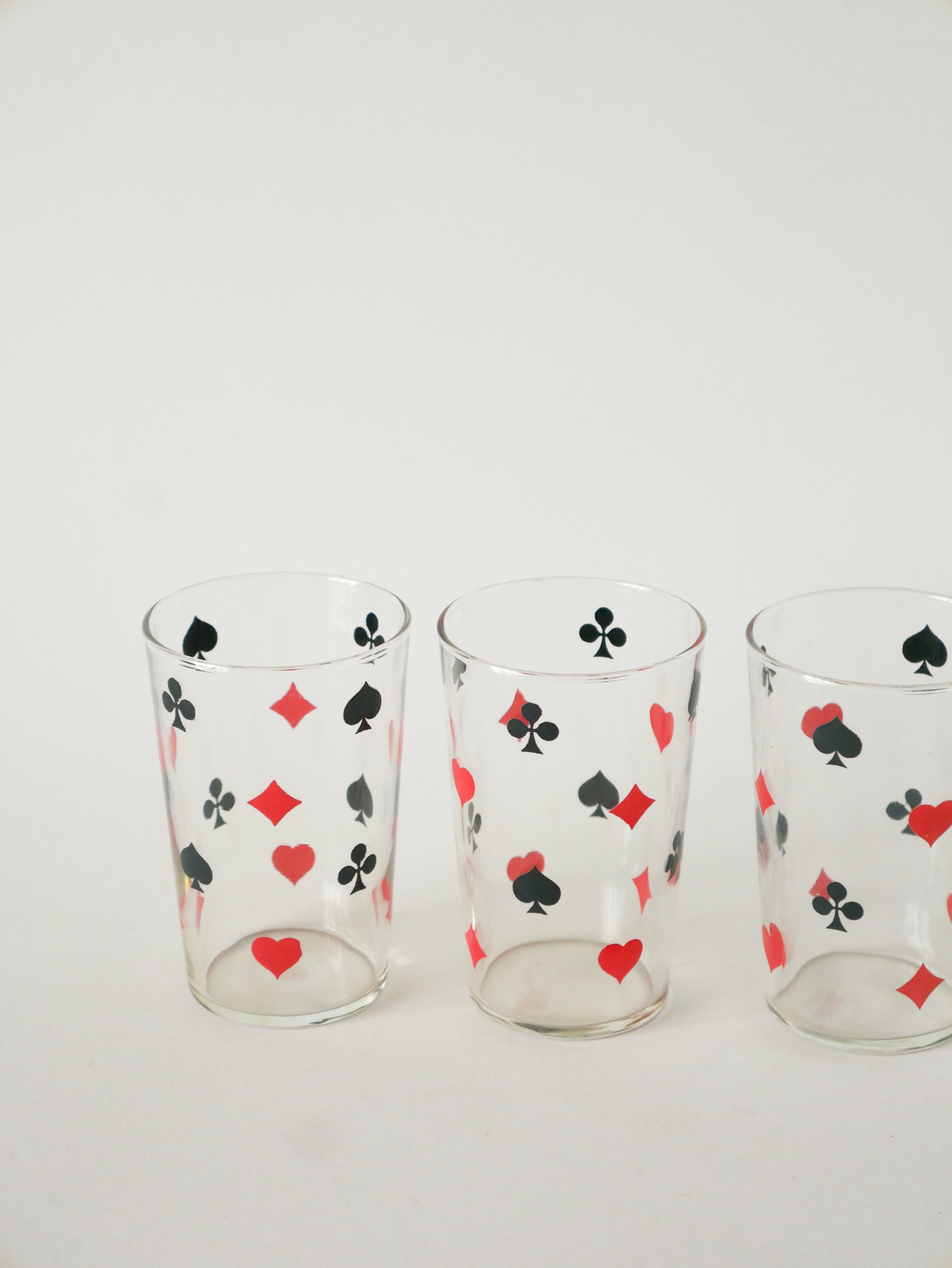 Lot De 4 Verres À Eau Jeux De Cartes, 1970