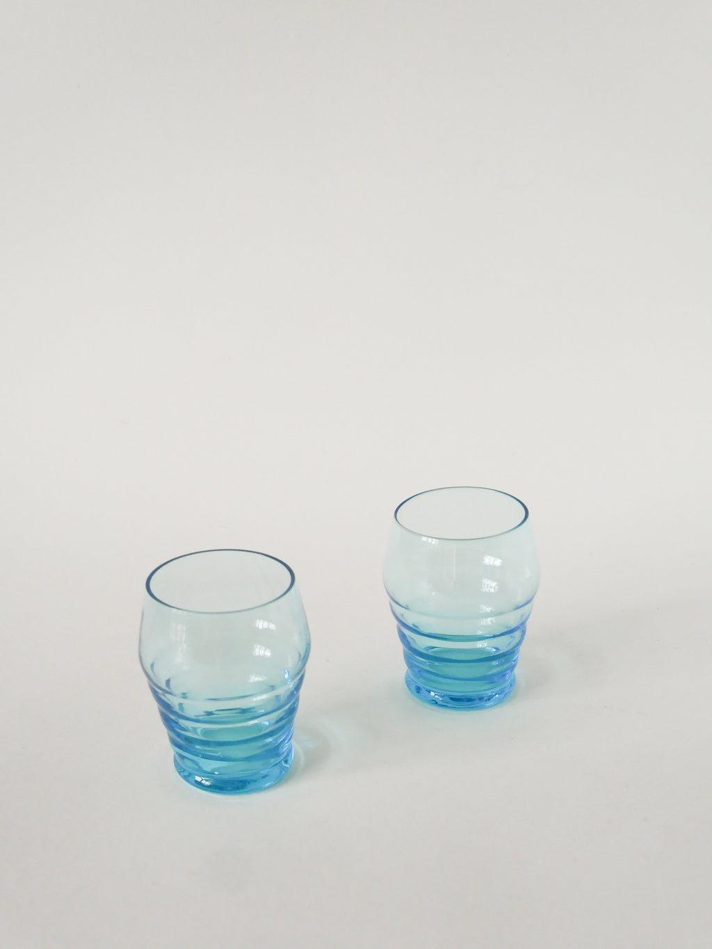 Duo De Verres À Eau, Bleu Turquoise, Art Déco, 1930