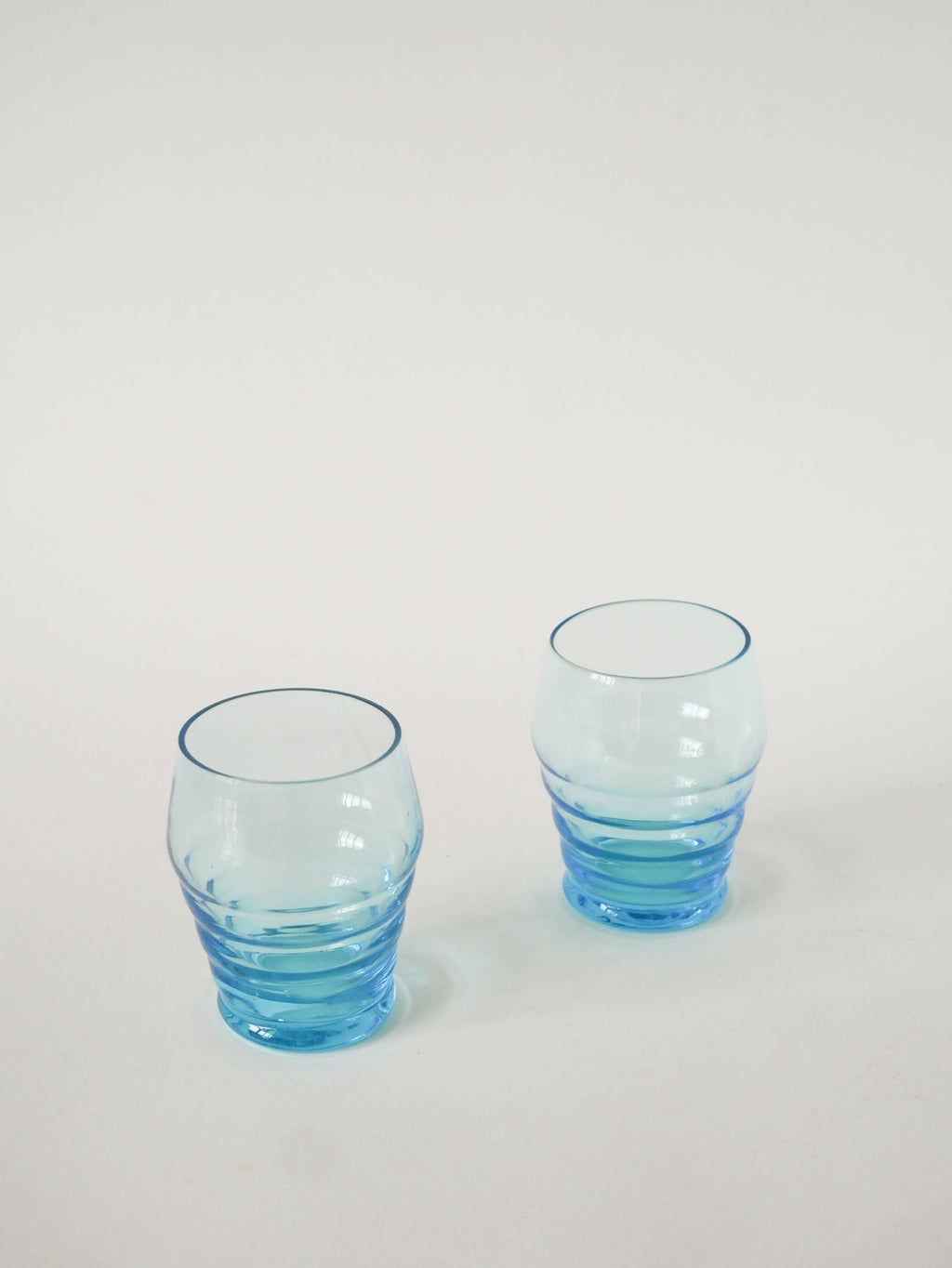 Duo De Verres À Eau, Bleu Turquoise, Art Déco, 1930