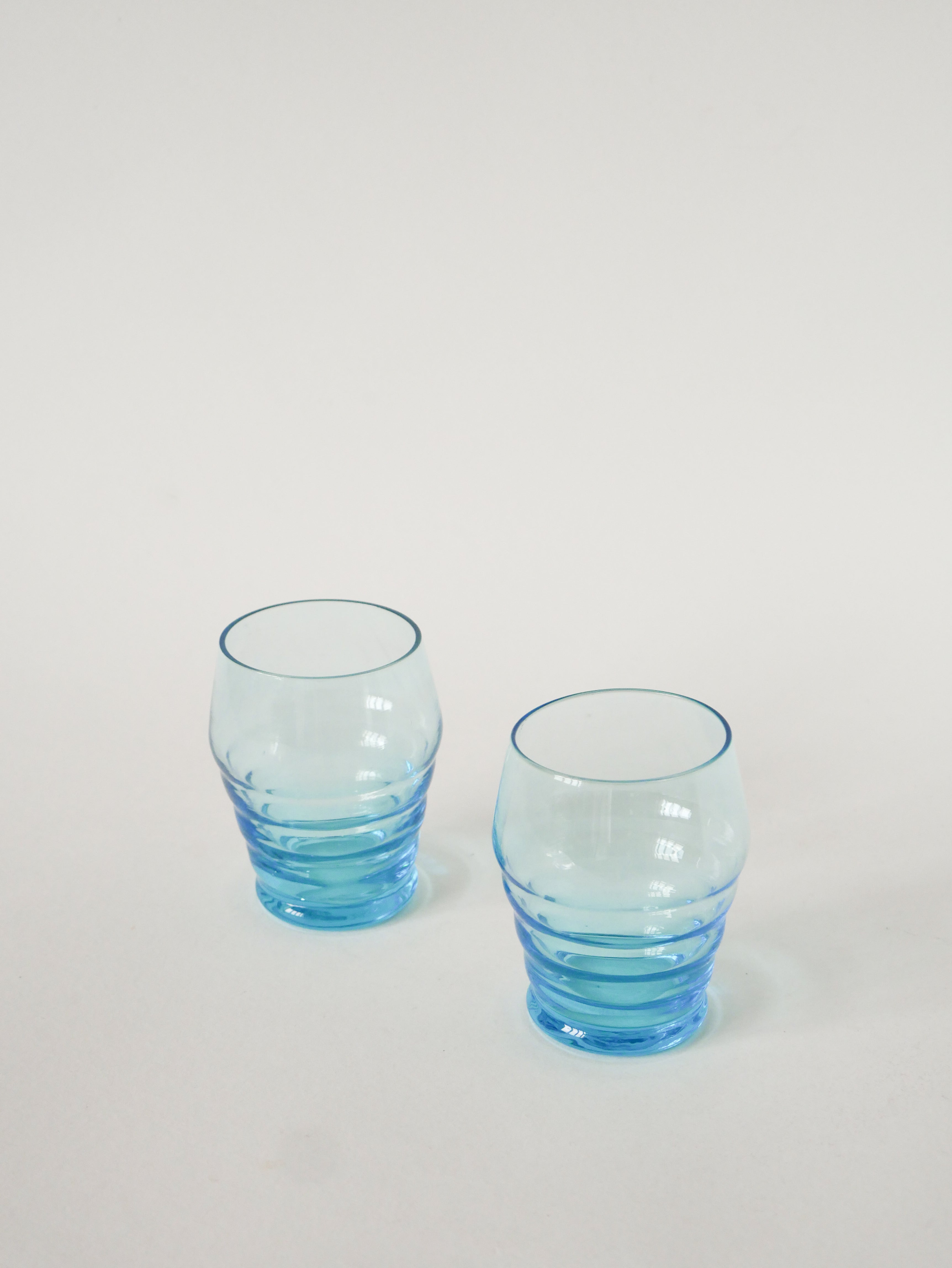 Duo De Verres À Eau, Bleu Turquoise, Art Déco, 1930