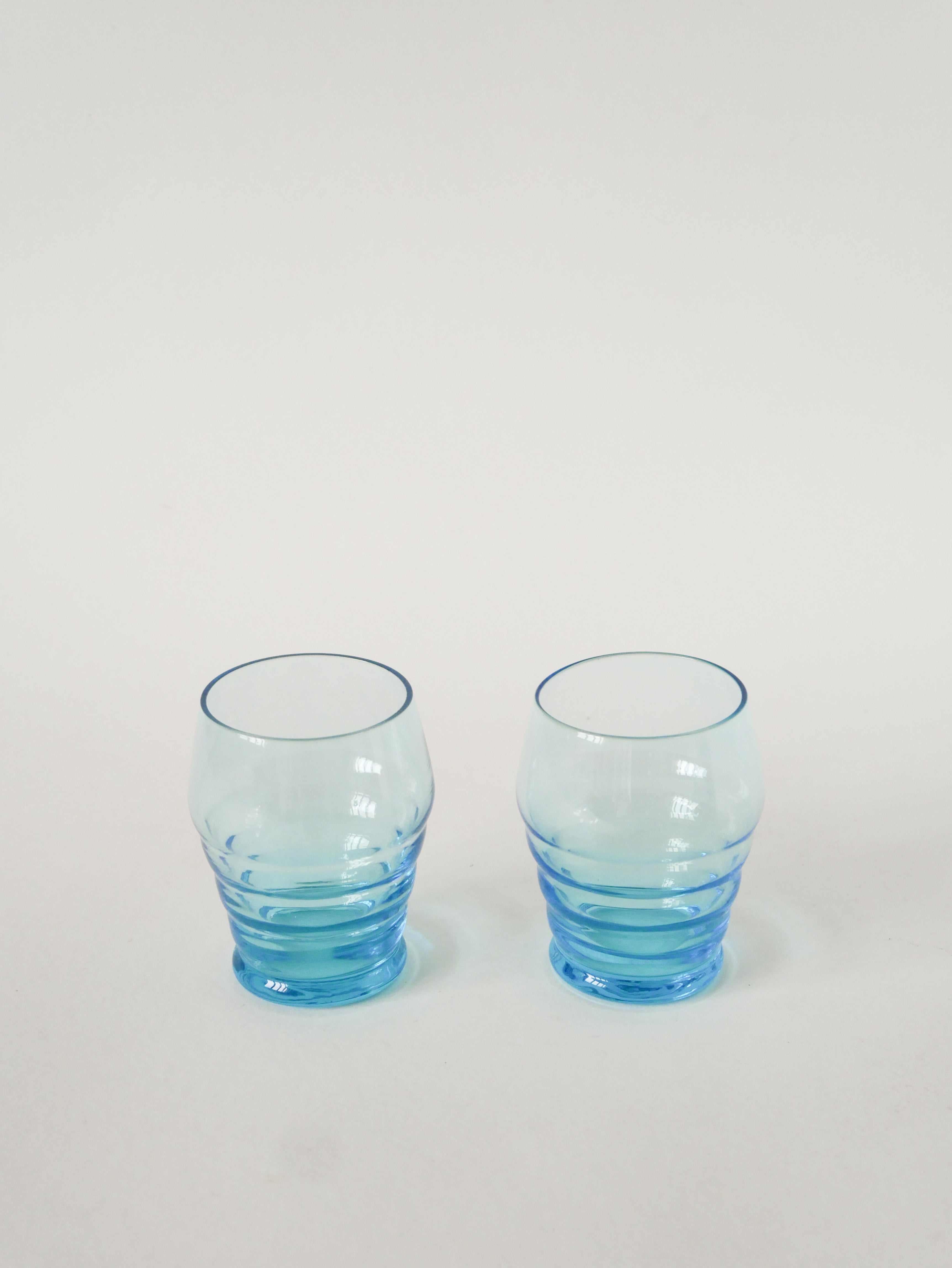 Duo De Verres À Eau, Bleu Turquoise, Art Déco, 1930