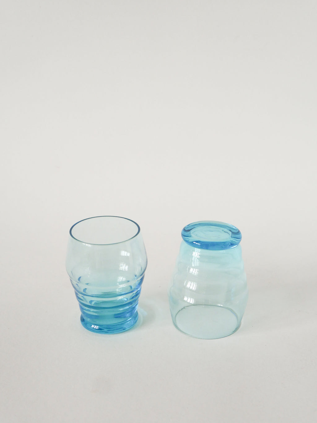 Duo De Verres À Eau, Bleu Turquoise, Art Déco, 1930