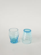 Duo De Verres À Eau, Bleu Turquoise, Art Déco, 1930