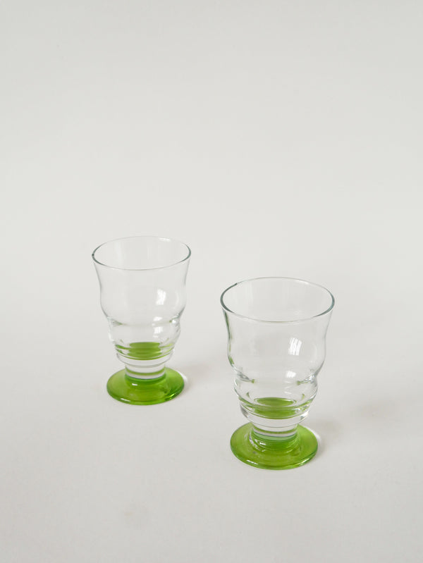 Duo De Verres À Vin, Vert Pomme, 1980
