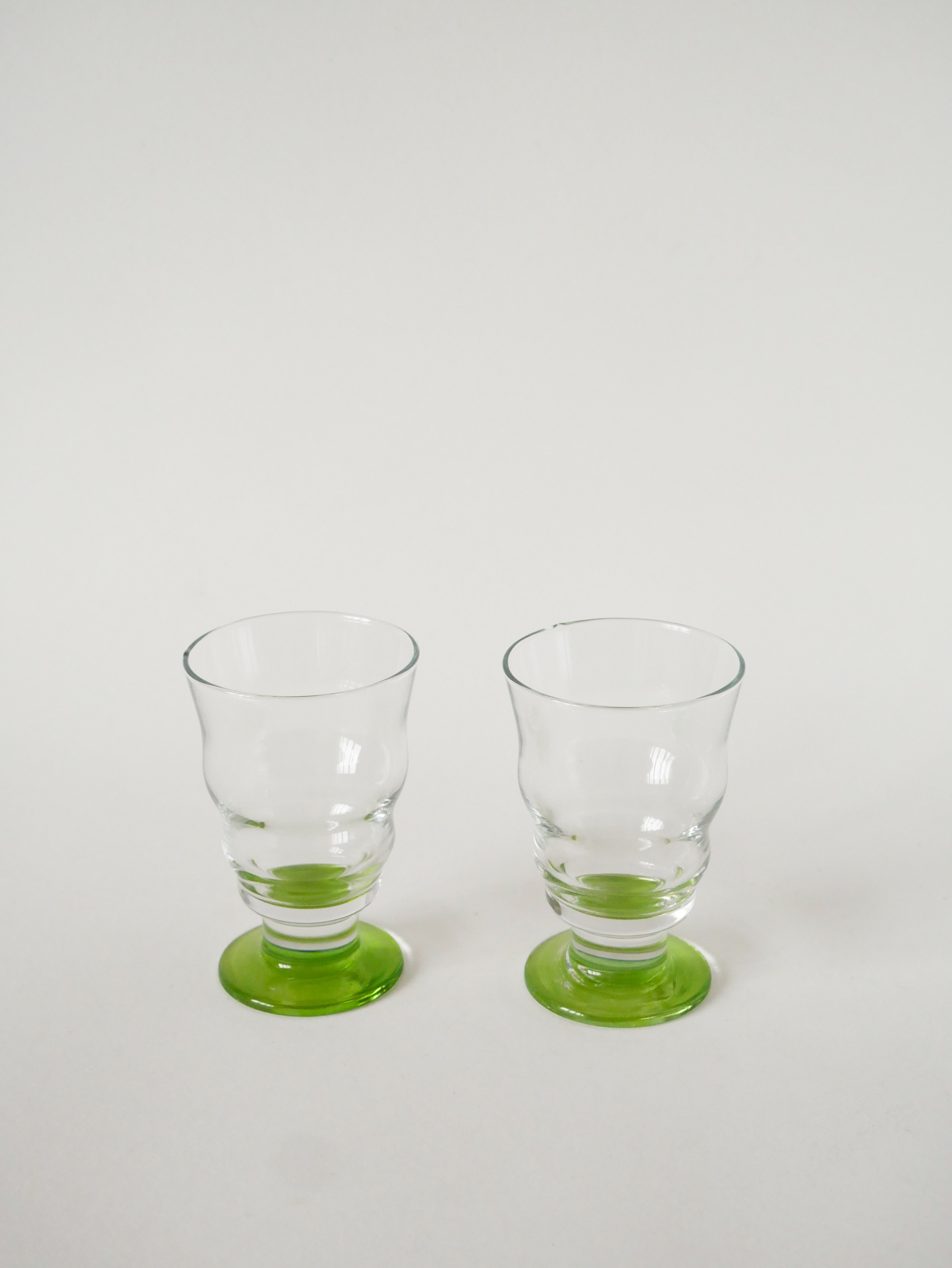 Duo De Verres À Vin, Vert Pomme, 1980
