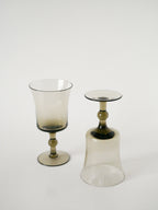 Duo De Grands Verres À Vin, Verre Fumé, Design, 1970