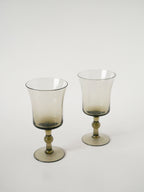 Duo De Grands Verres À Vin, Verre Fumé, Design, 1970