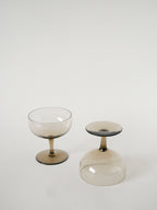 Duo De Coupes À Champagne, Verre Fumé, Design, 1970