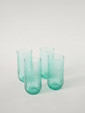 Lot De 4 Verres À Eau Torsadés, Bleu Turquoise, 1970