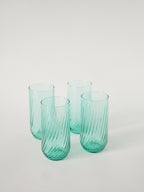 Lot De 4 Verres À Eau Torsadés, Bleu Turquoise, 1970