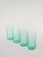 Lot De 4 Verres À Eau Torsadés, Bleu Turquoise, 1970